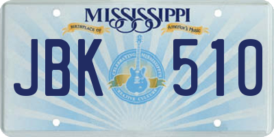 MS license plate JBK510