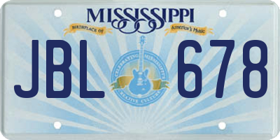 MS license plate JBL678
