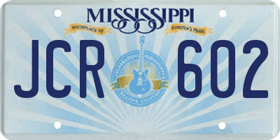 MS license plate JCR602