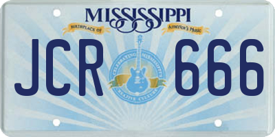 MS license plate JCR666