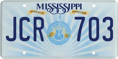 MS license plate JCR703