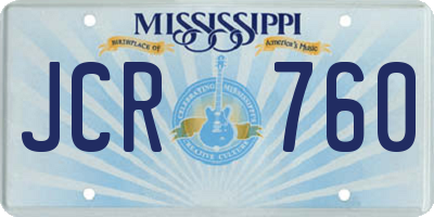 MS license plate JCR760
