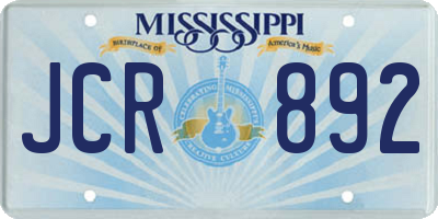 MS license plate JCR892