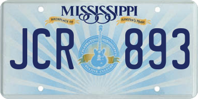 MS license plate JCR893