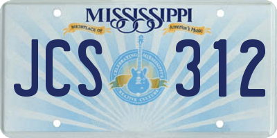 MS license plate JCS312
