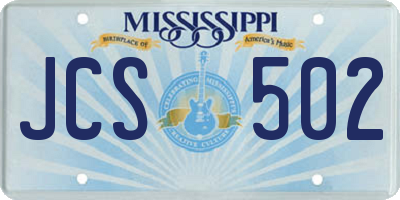 MS license plate JCS502