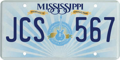 MS license plate JCS567