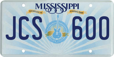 MS license plate JCS600