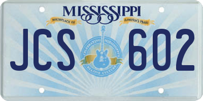 MS license plate JCS602