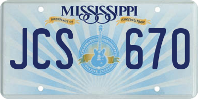 MS license plate JCS670