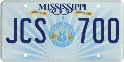 MS license plate JCS700