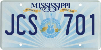 MS license plate JCS701