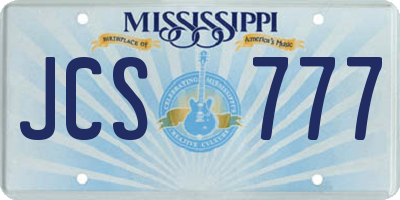 MS license plate JCS777