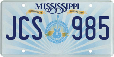 MS license plate JCS985