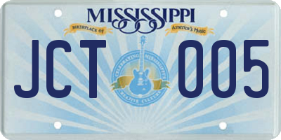 MS license plate JCT005