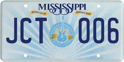 MS license plate JCT006