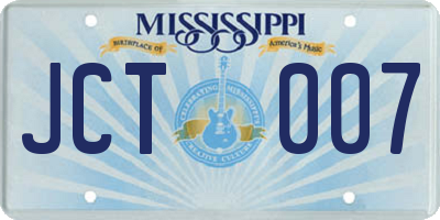 MS license plate JCT007
