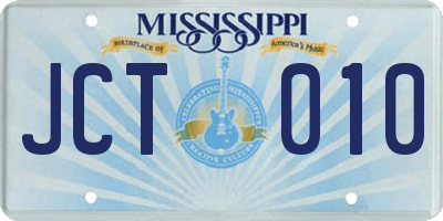 MS license plate JCT010