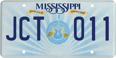 MS license plate JCT011
