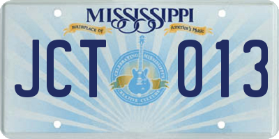 MS license plate JCT013
