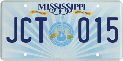MS license plate JCT015