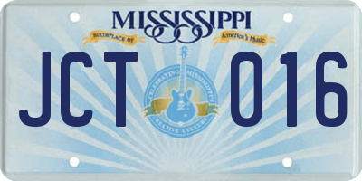 MS license plate JCT016