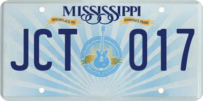 MS license plate JCT017