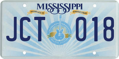 MS license plate JCT018