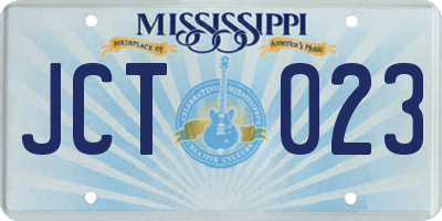 MS license plate JCT023