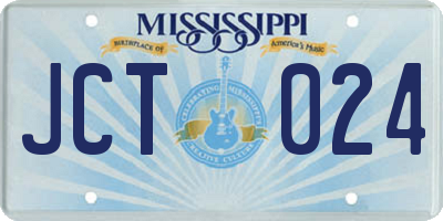 MS license plate JCT024