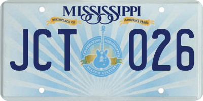MS license plate JCT026