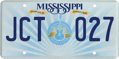 MS license plate JCT027