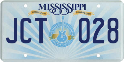 MS license plate JCT028