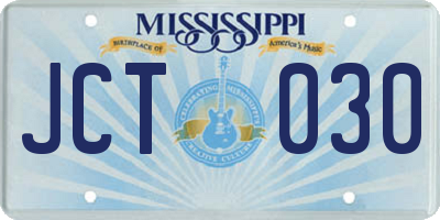 MS license plate JCT030