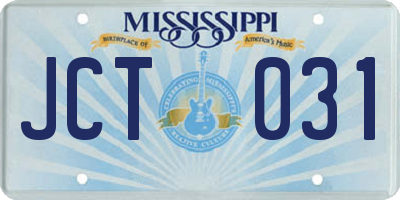 MS license plate JCT031