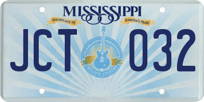 MS license plate JCT032