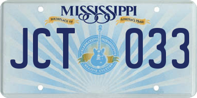 MS license plate JCT033