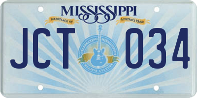 MS license plate JCT034