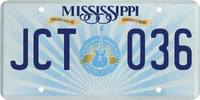 MS license plate JCT036