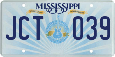MS license plate JCT039