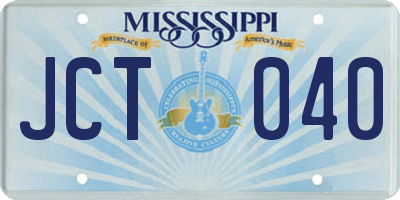 MS license plate JCT040