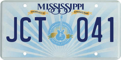MS license plate JCT041