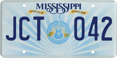 MS license plate JCT042