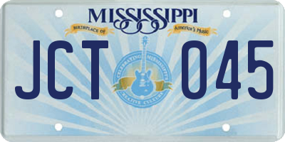 MS license plate JCT045