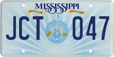 MS license plate JCT047