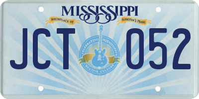 MS license plate JCT052