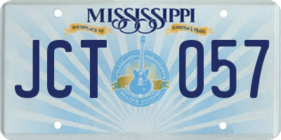MS license plate JCT057