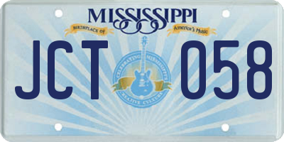 MS license plate JCT058