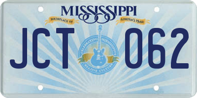 MS license plate JCT062