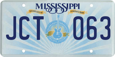 MS license plate JCT063